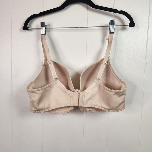 Fit Fully Yours Elise Moulded T-Shirt Underwire Bra Black Lace Beige Size 36DD - Picture 3 of 8